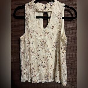 MINT THREE PINK HEARTS Floral Lace Sleeveless Top